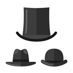 Men's retro hats. Set of flat icons.