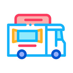 street food van on wheels icon vector. street food van on wheels sign. color symbol illustration