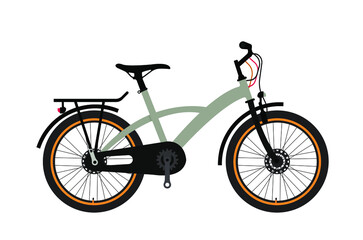 Modern city or mountain bike with V-brakes. Multi-speed bicycle for adults.