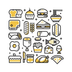 A collection of food items illustration.