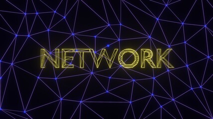 Yellow glowing Network in the glowing 3D render