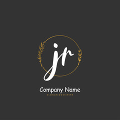 J R JR Initial handwriting and signature logo design with circle. Beautiful design handwritten logo for fashion, team, wedding, luxury logo.