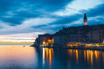 Rovinj city in Croatia at night