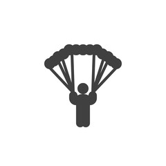 Parachute skydiver vector icon. filled flat sign for mobile concept and web design. Skydiving, parachuting glyph icon. Symbol, logo illustration. Vector graphics