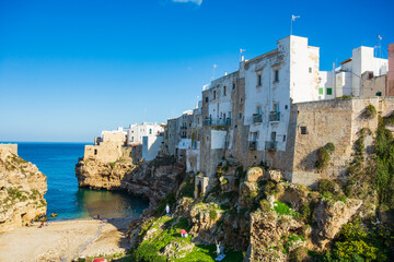 Panoramic view of Polignano. Puglia. Italy.
