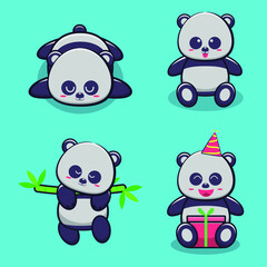 set of Cute Panda funny animals