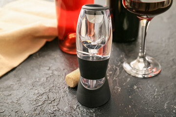 Wine aerator on dark background