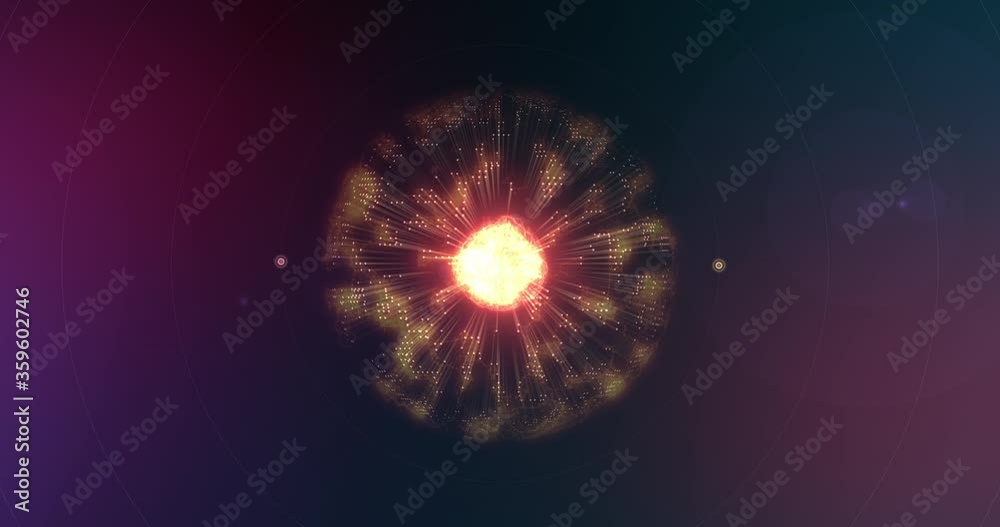 Wall mural animation of molecule at sub-atomic level with force field and cell nucleus - science lab experiment