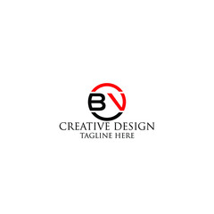 BV round shape, letter Logo Design Template Vector