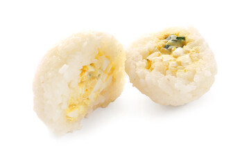 Traditional Japanese onigiri on white background