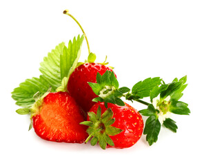 Fresh ripe strawberry on white background