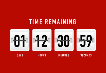 Obraz premium Flip countdown. Clock timer for coming soon or under construction. Vector