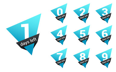 Number days left countdown. Days to go for promotion, sale, landing page, template, ui, web, mobile app, poster, banner, flyer. Vector set number countdown 0 to 9.