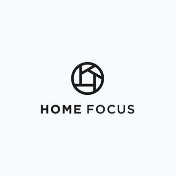 house lens logo. camera icon