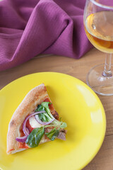 Hands taking pizza cuts - stop motion animation.