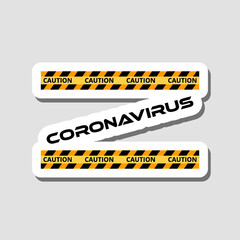 Coronavirus sticker icon isolated on gray background