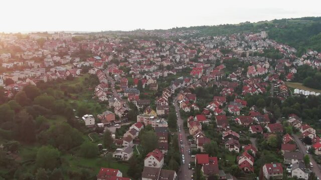 Aerial Drone Shot of Sulzgrie&szlig; which is a part of Esslingen am Neckar in South Germany