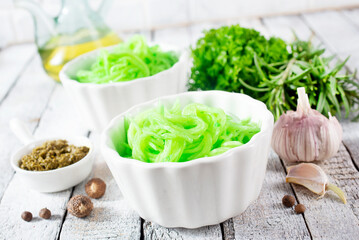 green noodles from vegetable