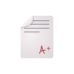 A plus grade in the notebook illustration.