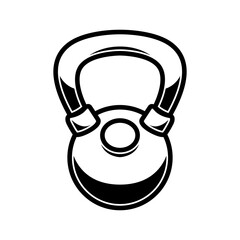 Illustration of kettlebell weight in engraving style. Design element for logo, emblem, sign, poster, card, banner. Vector illustration