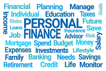 Personal Finance Word Cloud on White Background