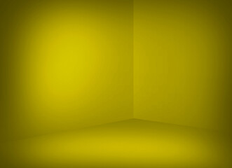 A yellow empty room for product presentation or backdrop