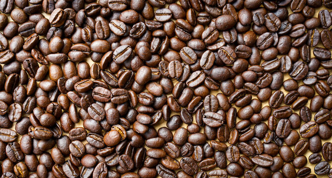 roasted coffee beans background © tendo23