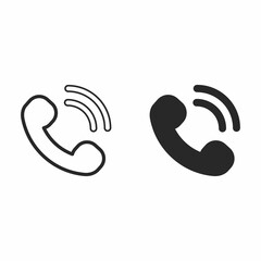 Phone icon in a trendy flat style that is isolated on a white background. Handset icon with waves. Phone symbols for your design, logo, UI. Vector illustration.