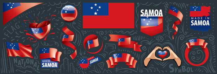 Vector set of the national flag of Samoa in various creative designs