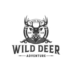  Vintage wild nature deer label and logo template