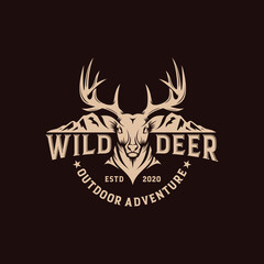  Vintage wild nature deer label and logo template