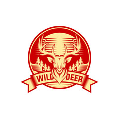  Vintage wild nature deer label and logo template