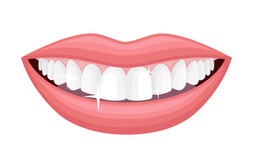 Smiling Mouth Showing White Healthy Teeth Vector Illustration