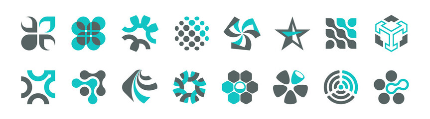 Abstract geometric graphic design element set for logo templates.