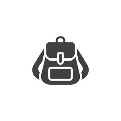 Hiking bag vector icon. filled flat sign for mobile concept and web design. Backpack, rucksack glyph icon. Symbol, logo illustration. Vector graphics