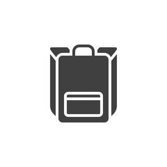 Travel bag vector icon. filled flat sign for mobile concept and web design. School bag, backpack, rucksack glyph icon. Symbol, logo illustration. Vector graphics