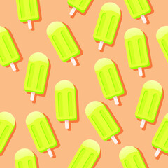 seamless ice cream popsicles pattern vector illustration summer dessert background