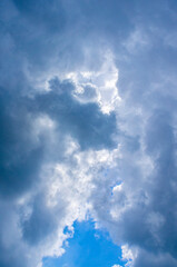 Blue sky with contrasting white clouds