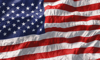 Obraz premium Background made of American flag waving in the wind. 3D