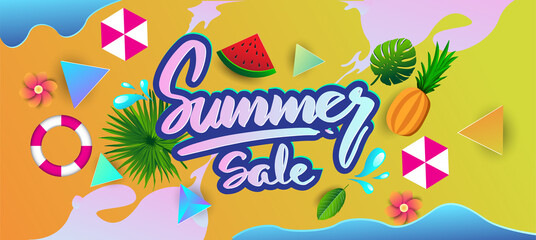 Summer sale background layout for banners, invitation, posters, brochure, voucher discount.Vector illustration template.