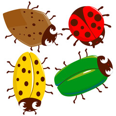 Cartoon beetle bugs collection. Vector illustration
