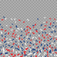 4th of July festive background with falling colorful papers. Vector illustration