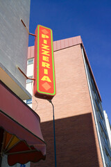 generic pizzeria sign on street corner, Finland