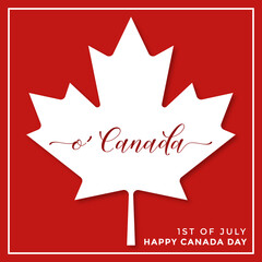 Happy Canada Day background, poster, card, banner design with the maple leaf. Vector illustration. Square format.