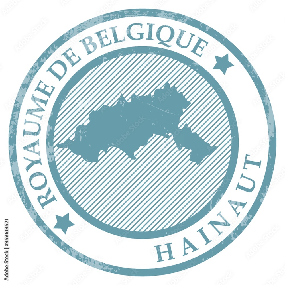 Sticker Hainaut map rubber stamp