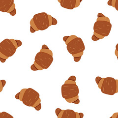 seamless pattern with hand drawn croissant. creative food designs for fabric, wrapping, wallpaper, textile, apparel. vector illustration
