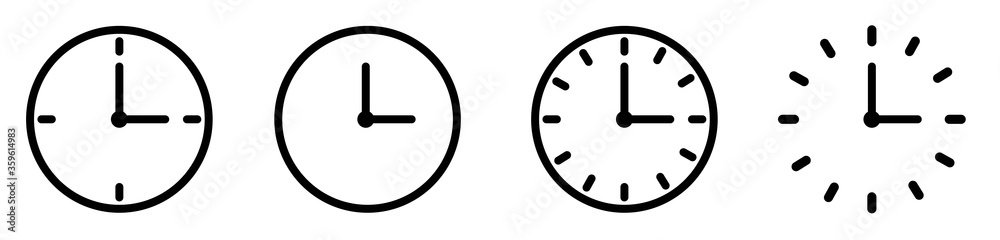 Poster vector time and clock icons set.clocks icon collection design. horizontal set of analog clock icon s
