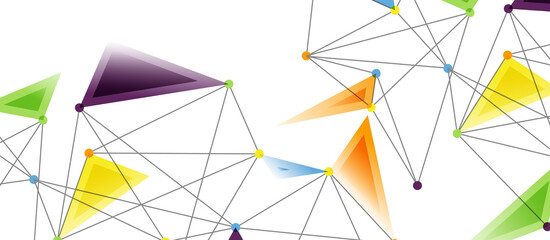 Line points connections, triangular technology design. Abstract geometric background