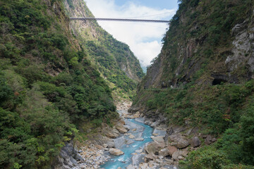Fototapeta na wymiar Zhuilu Old Road in Taroko National Park, Xiulin, Hualien, Taiwan.
