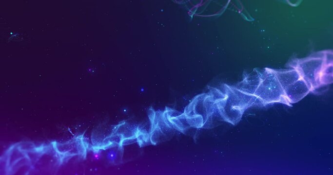 Space Particles animation background with stars and constellations. Animated milky way galaxy and nebula with stardust and light leaks - 4K